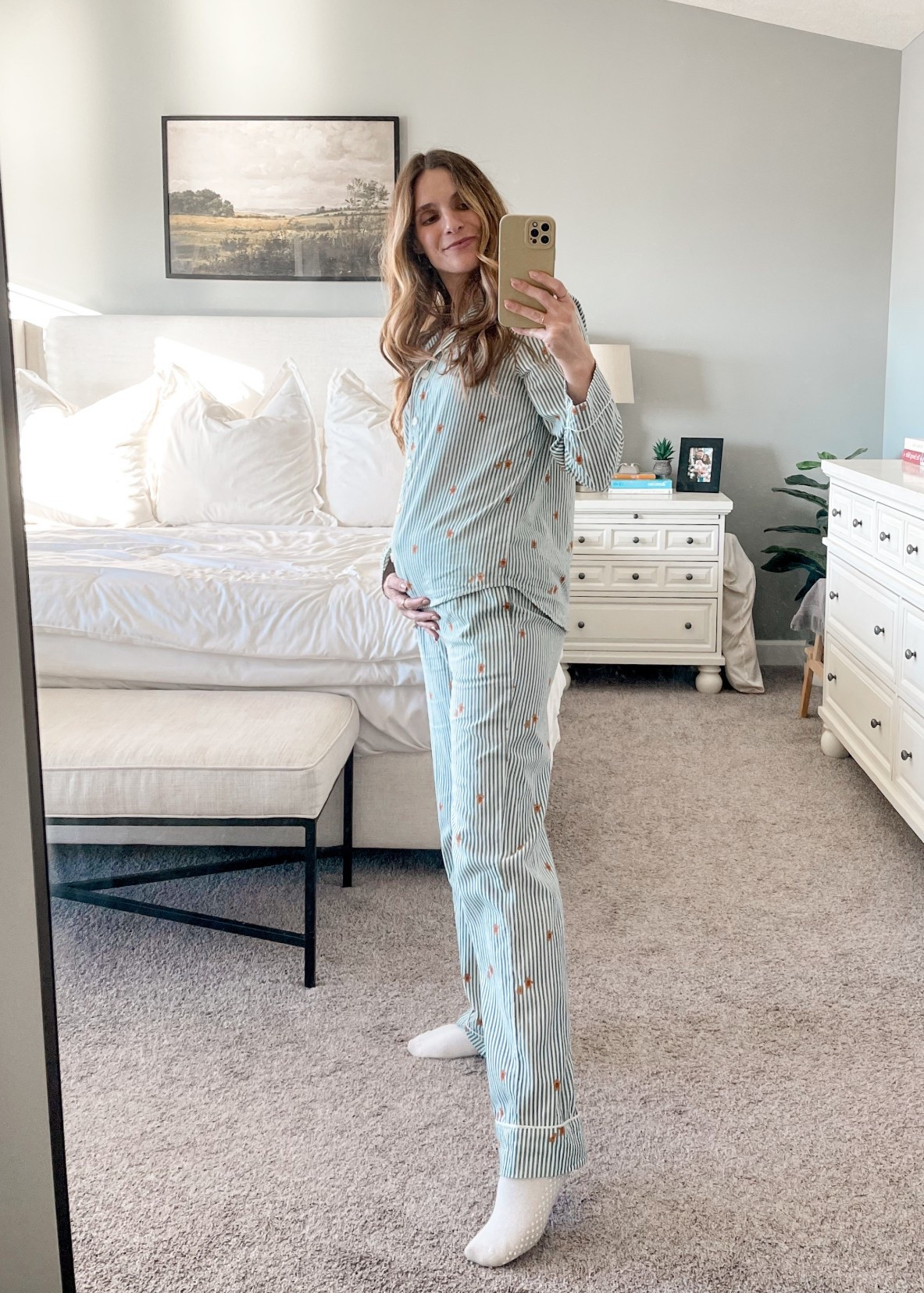 Matching family pajamas from Target in sizes for everyone. Super cozy and soft long sleeve button front pjs. Pjs fit tts. I’m wearing a size xs, my normal size even though I’m 24 weeks pregnant. 

#LTKHoliday #LTKFindsUnder50 #LTKGiftGuide