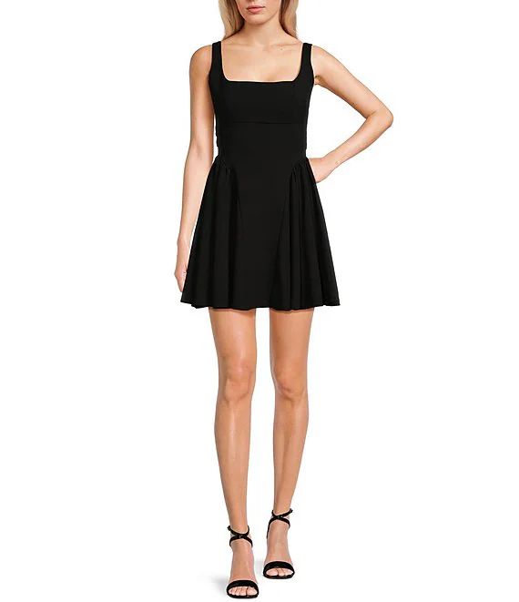 Square Neck Tank Fit And Flare Low Back Dress | Dillard's