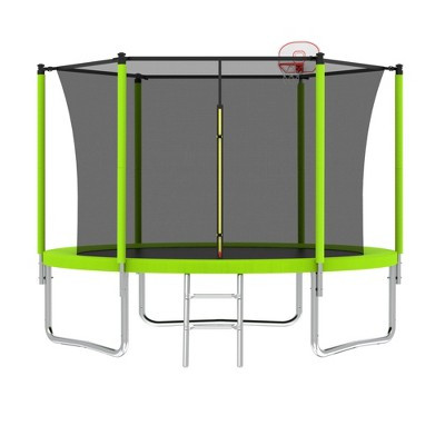 HTUTWOO 8FT Trampoline for Kids, Outdoor Trampoline with Safety Enclosure and Basketball Hoop, Supported by 6 Foam-padded Columns for Backyard Fun | Target
