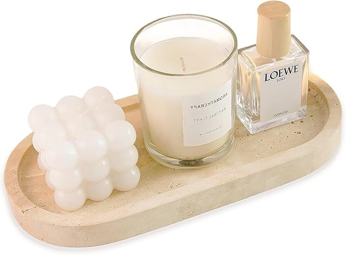 WORHE Stone Tray Natural Marble Vanity Tray for Jewelry, Candles, Perfume, Decorative Tray for Sm... | Amazon (CA)