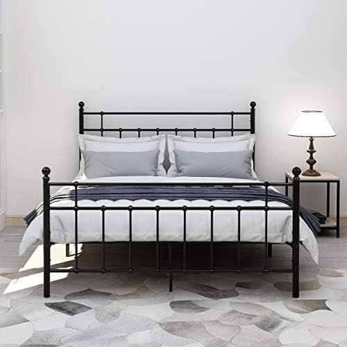 Elegant Home Products Queen Size Metal Bed Frame Platform with Steel Headboard and Footboard Mattres | Amazon (US)
