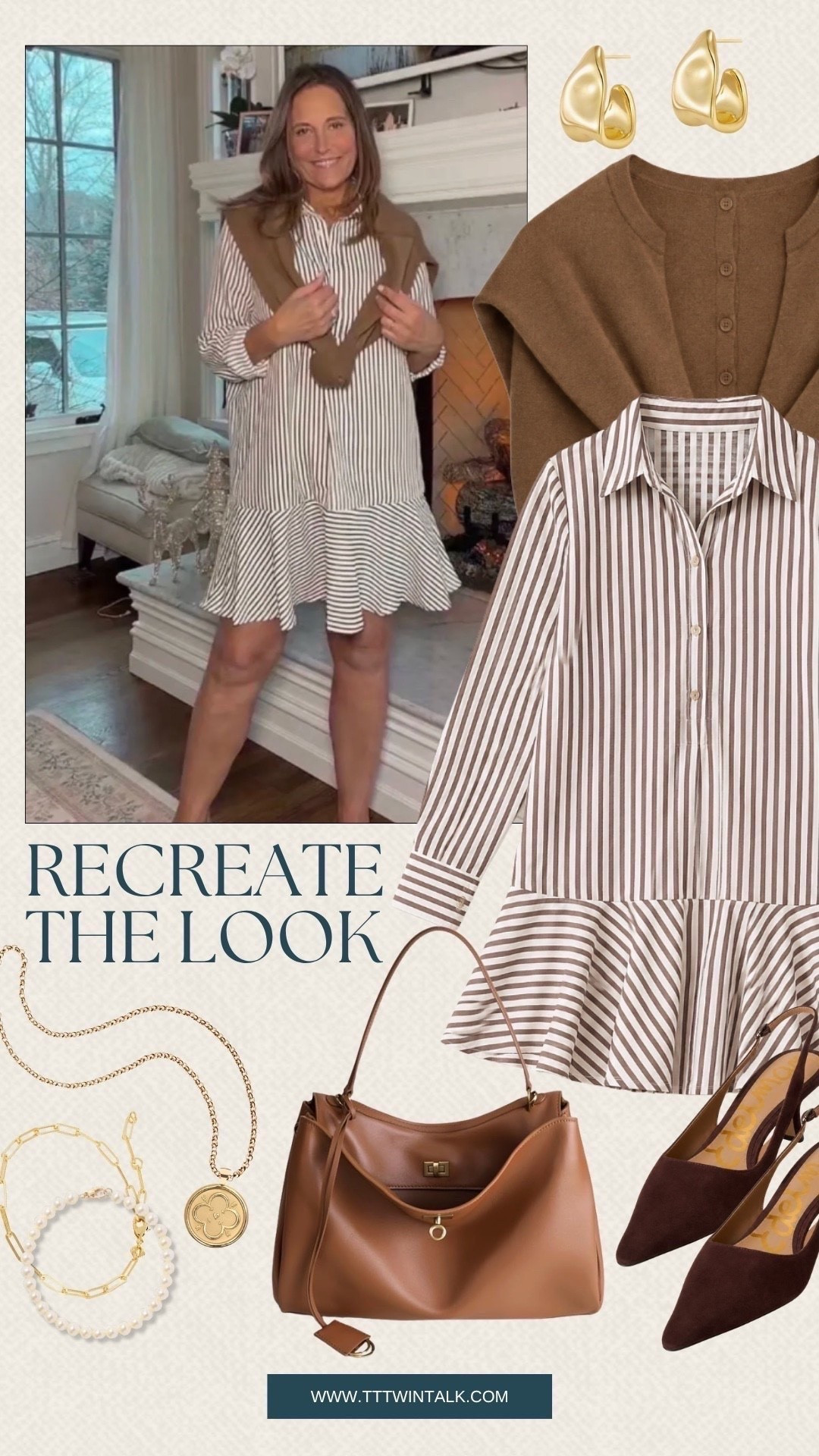 This Amazon striped dress is such a fun choice for a fall day out. I love the brown and white stripes paired with the cardigan and brown accessories for a classic, easy look. It would be so cute for brunch, shopping, or a casual day out.

#LTKSeasonal #LTKOver40 #LTKMidsize