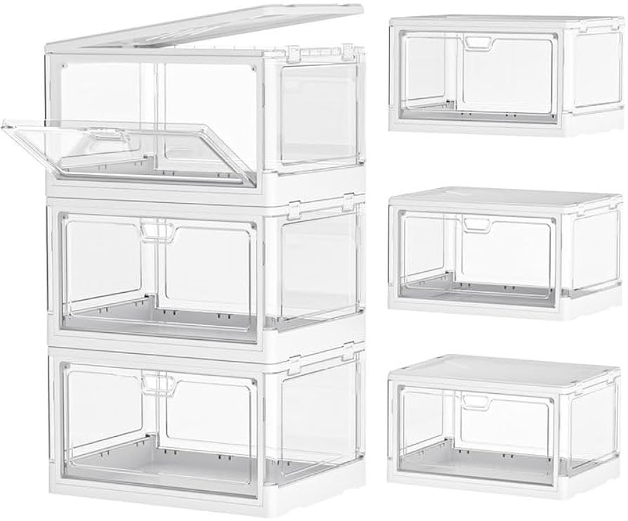 Clear Storage Bin with Lid 3 Pack 【Stackable & Sturdy】Plastic Bins for Storage, Multifunction... | Amazon (US)