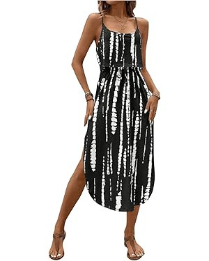 Women's Spaghetti Strap Tie Dye Cami Sun Dress Beach Midi Summer Dresses Resort Wear Vacation Out... | Amazon (US)