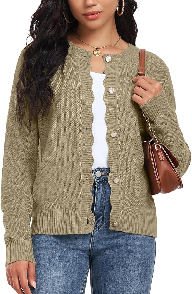 GRECERELLE Women Knit Cardigan Sweaters Long Sleeve Open Front Button Down Casual Trendy Jackets ... | Amazon (US)