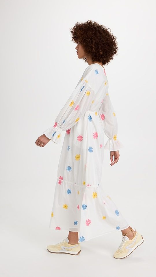 Embroidered Tiered Long Sleeve Maxi Dres | Shopbop