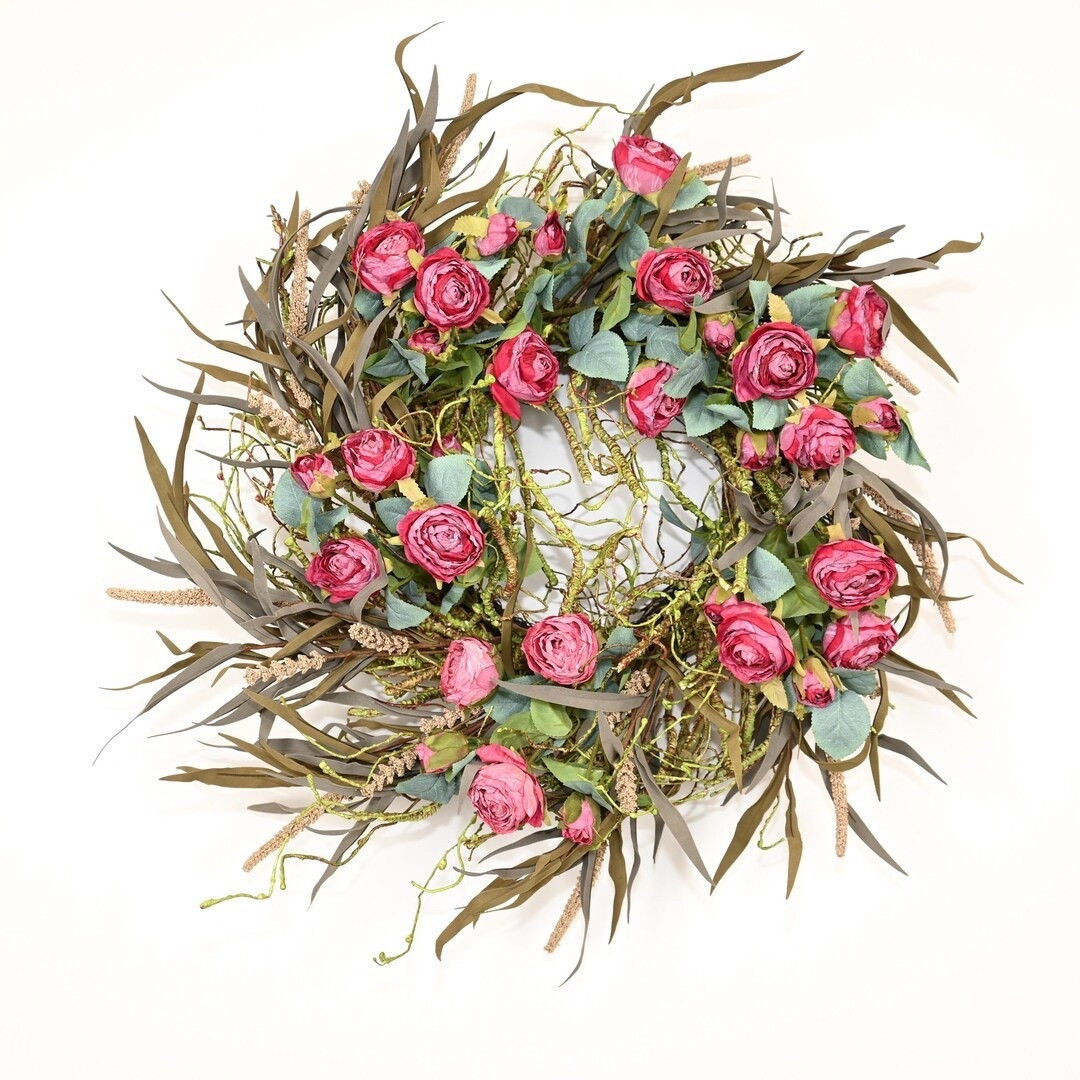 Turn your entryway into a romantic garden moment with this handcrafted 26” rose wreath, designed with lush soft pink blooms, layered greenery, and graceful vine accents for beautiful depth and movement. The full, oversized silhouette makes a stunning statement while the sage and olive tones keep it timeless and refined—perfect for farmhouse, cottage, or French country spaces. Whether styled for a season or displayed all year, this elegant piece adds warmth and charm without the upkeep. Thoughtfully shipped from North Carolina and gift-wrap ready for effortless gifting. 🌸🌿 #LTKHome #WreathDecor #FrontDoorStyle #FarmhouseDecor #CottageStyle #RomanticHome #FrenchCountry #YearRoundDecor

#LTKSeasonal #LTKHome