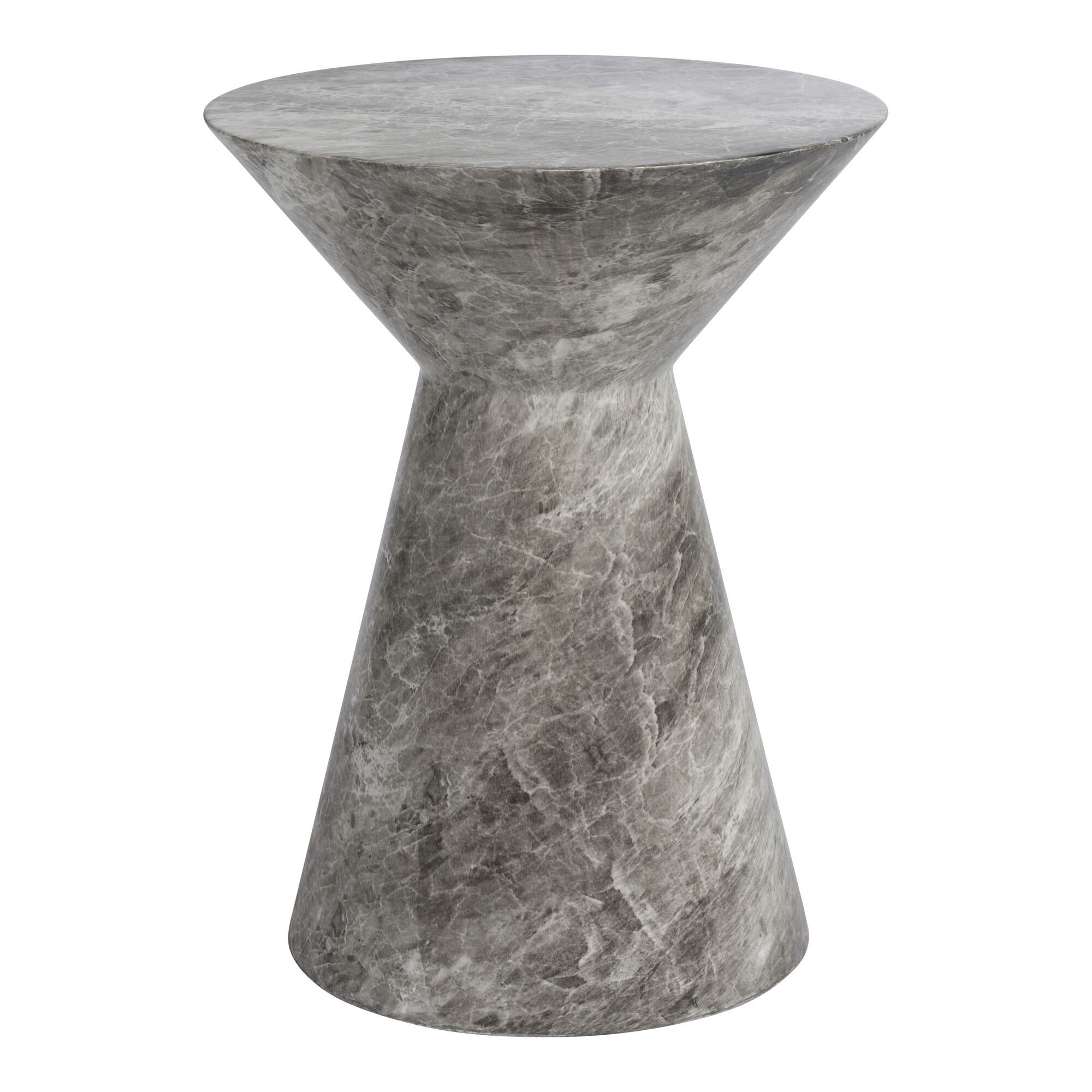 Agnos Gray Marble Print Hydro Dipped Outdoor Side Table | World Market