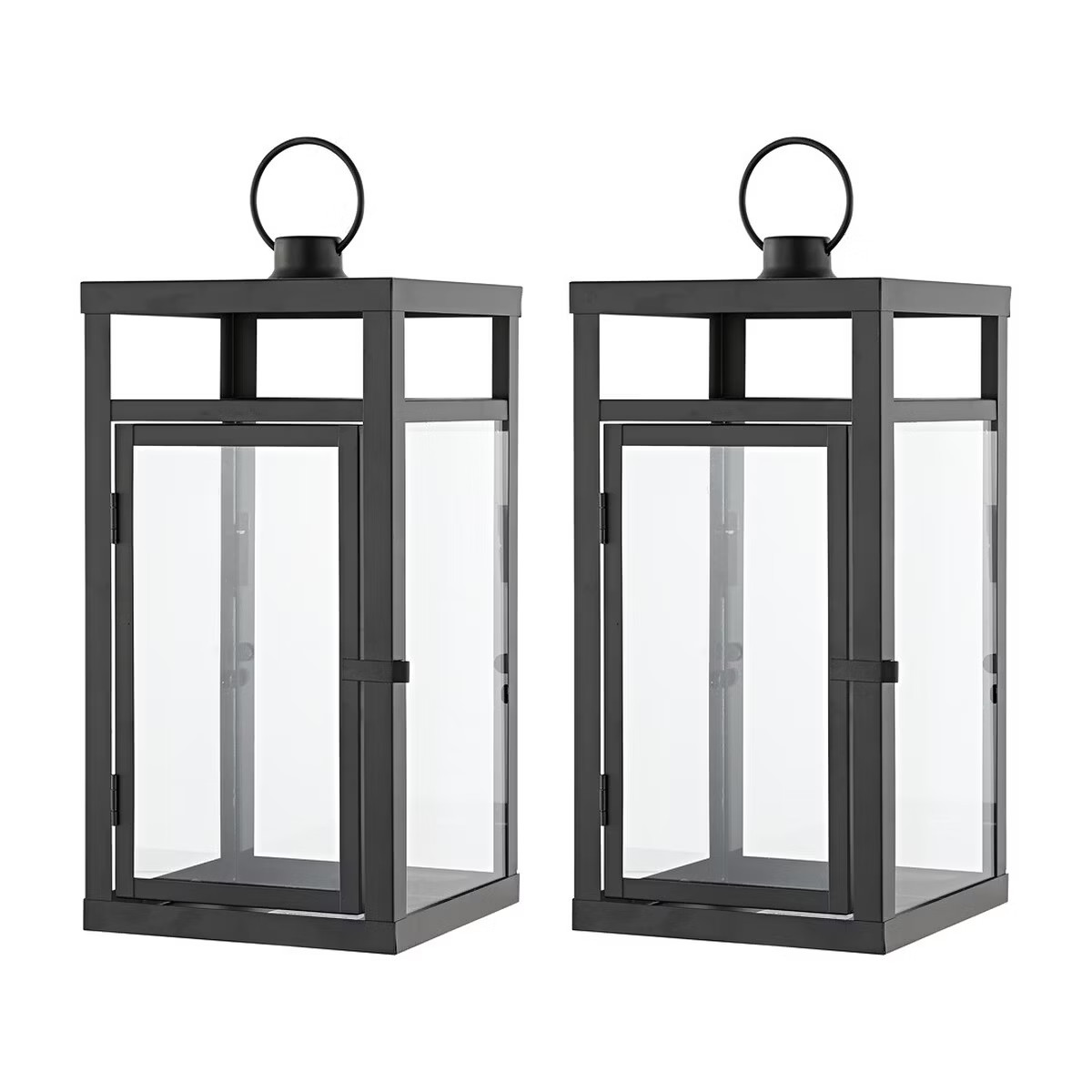 Fraleigh 16" Indoor/Outdoor Lantern (Set of 2) - PLT4073 - Black - Safavieh | Target