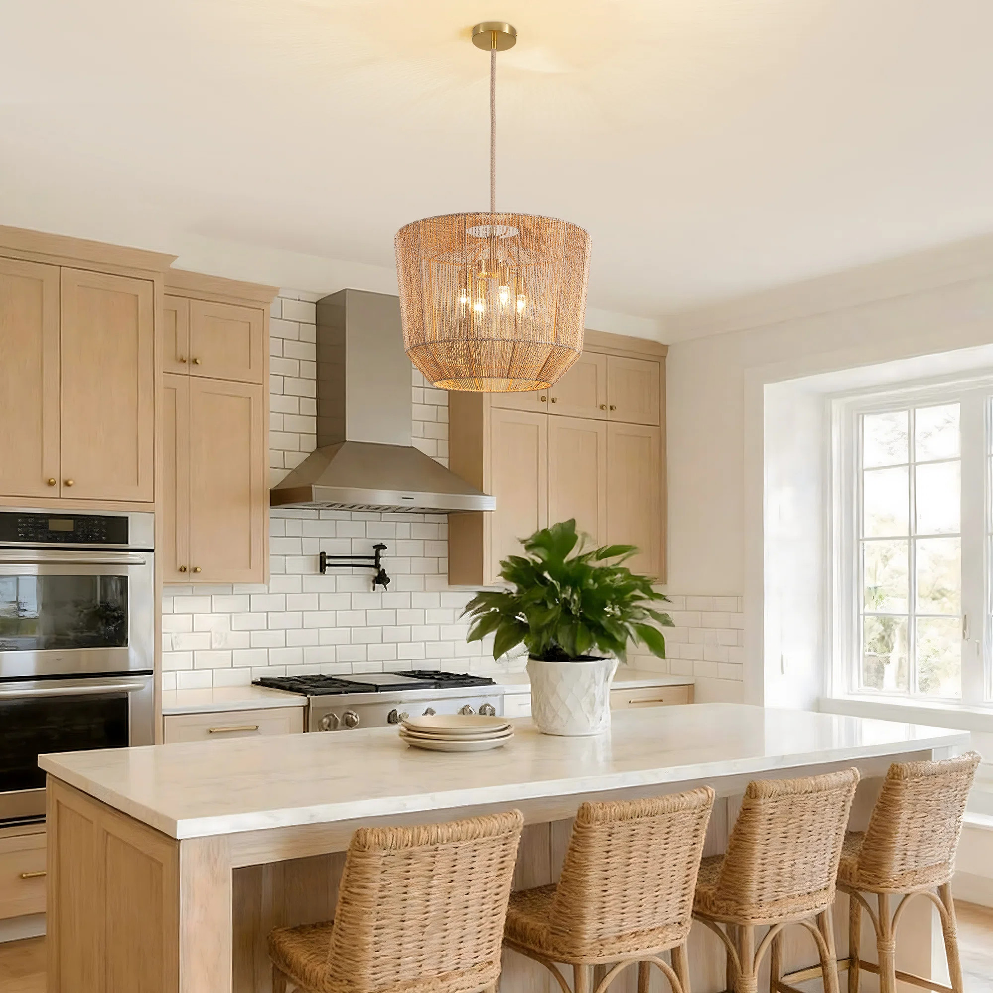 4 - Light Dimmable Rattan Lantern Chandelier | Wayfair North America