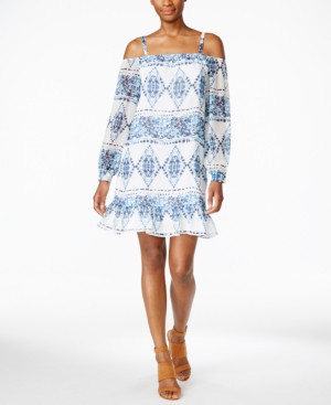 BCBGeneration Printed Cold-Shoulder Dress | Macys (US)
