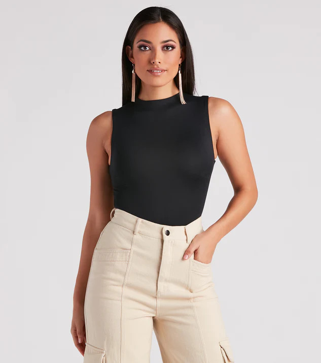 Smooth Silhouette Mock Neck Bodysuit | Windsor Stores