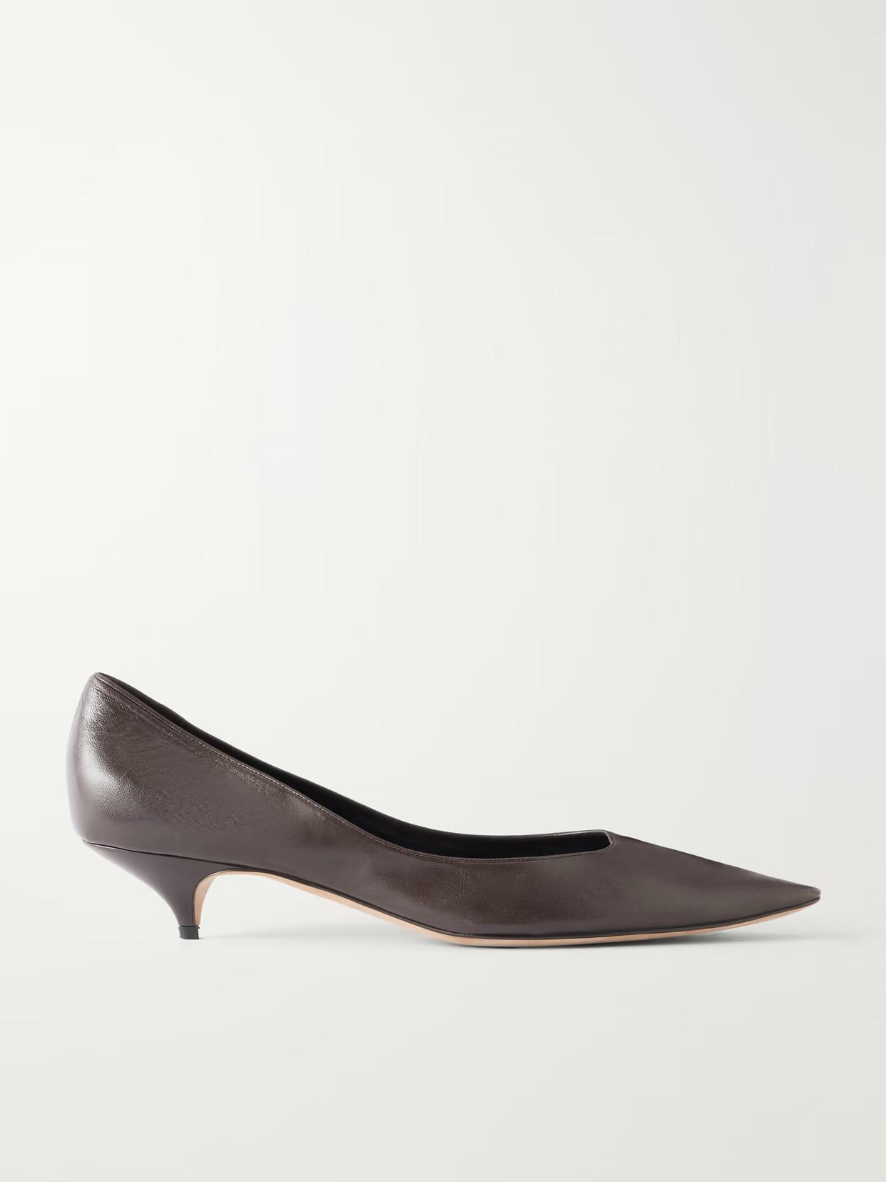 The Row - Liisa Kitten Three Leather Pumps - Purple | NET-A-PORTER (US)