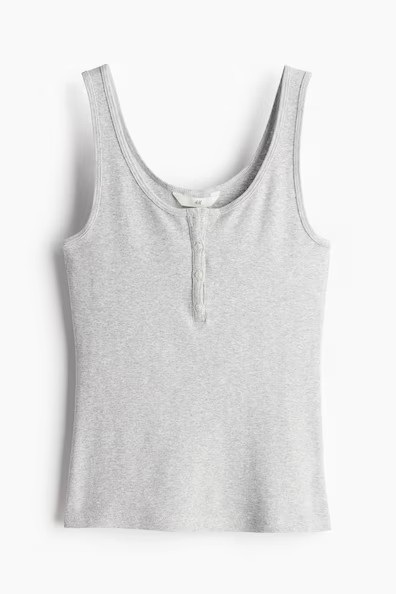 H & M - Ribbed Tank Top - Gray | H&M (US + CA)