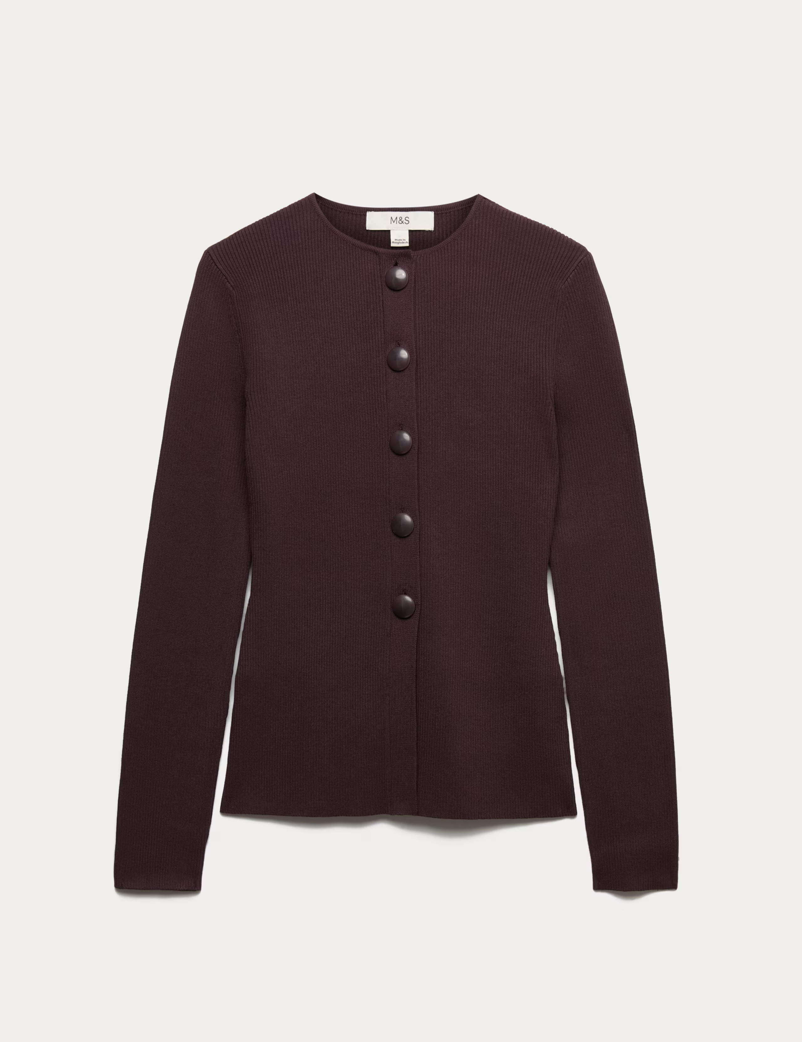 Ribbed Crew Neck Slim Fit Cardigan | Marks & Spencer (UK)