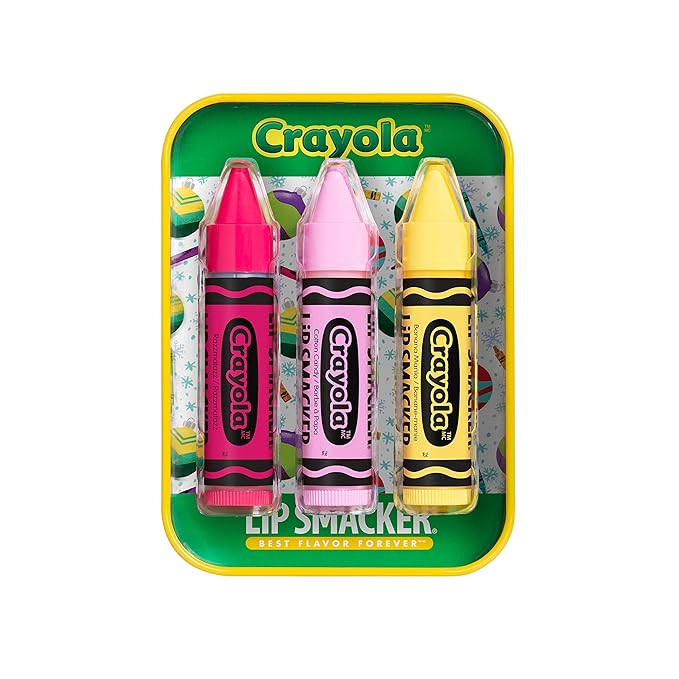 Lip Smacker Holiday Christmas 3 pcs Flavored Lip Balm Tin Crayola Stocking Stuffer For Kids | Amazon (US)
