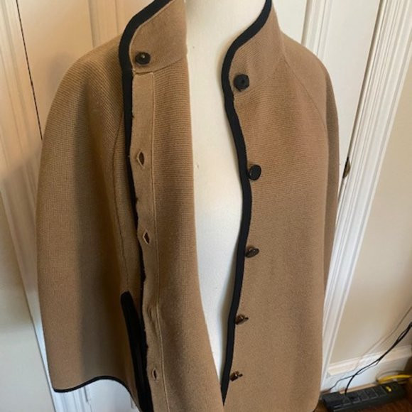 J.Crew  Camel and Black Poncho Button up, Size L | Poshmark