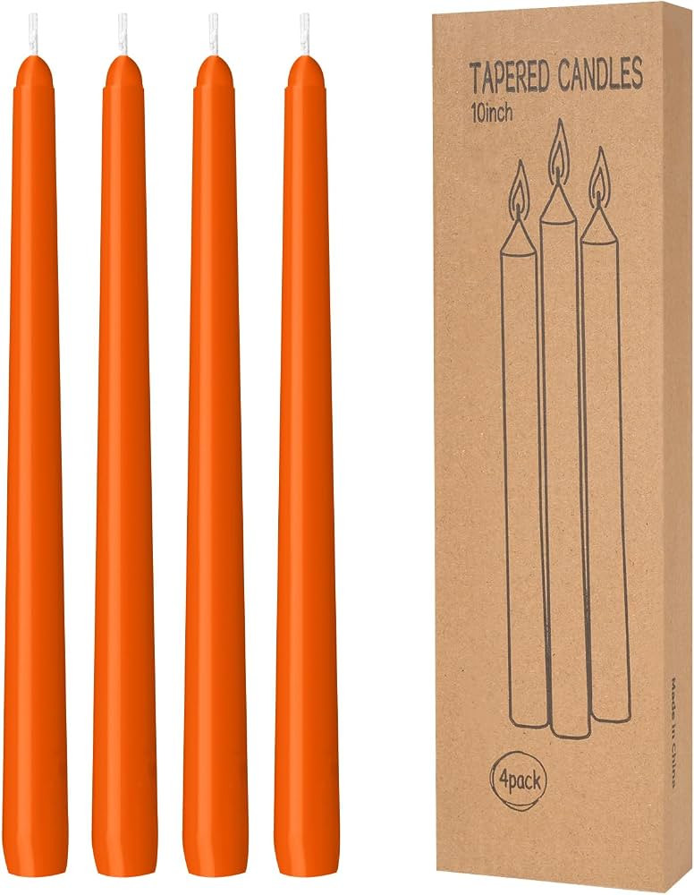 LYOBATH 4 Pack Orange Taper Candles - Taper Candles 10 Inch Dripless, Smokeless & Unscented - 8 H... | Amazon (US)