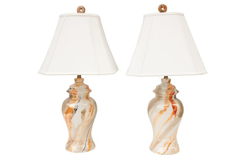 Marbled Ceramic Table Lamps, Pair | One Kings Lane