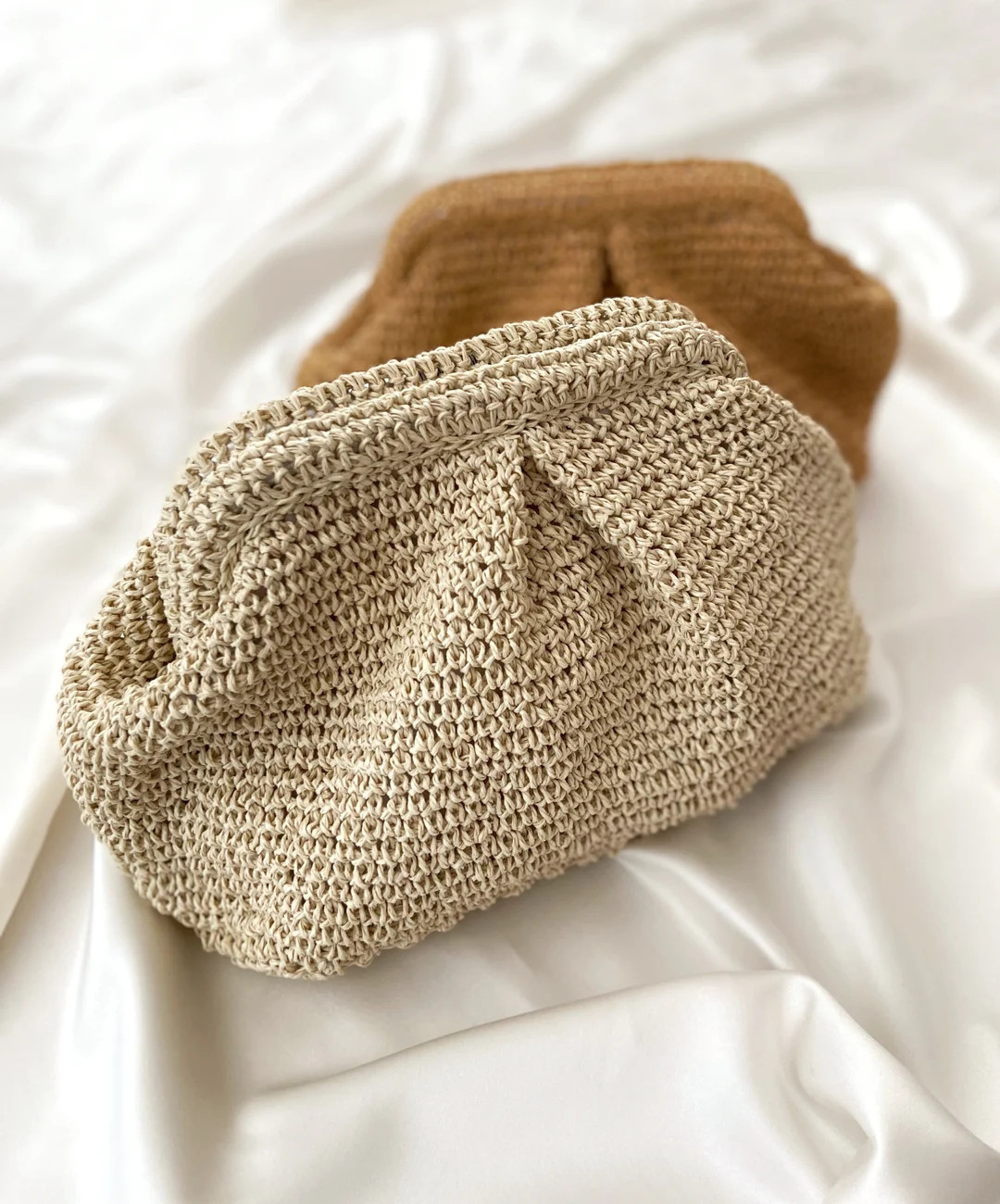 Straw Bag Clutch, Crochet Clutch Bag, Paper Bag Coach, Handknitted Clutch, Summer Bag - Etsy | Etsy (US)