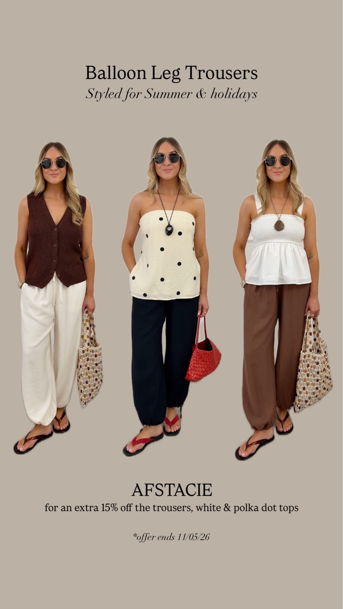 Balloon leg trousers for summer & holidays.
I wear xs short

#LTKspring #LTKsummer #LTKsale