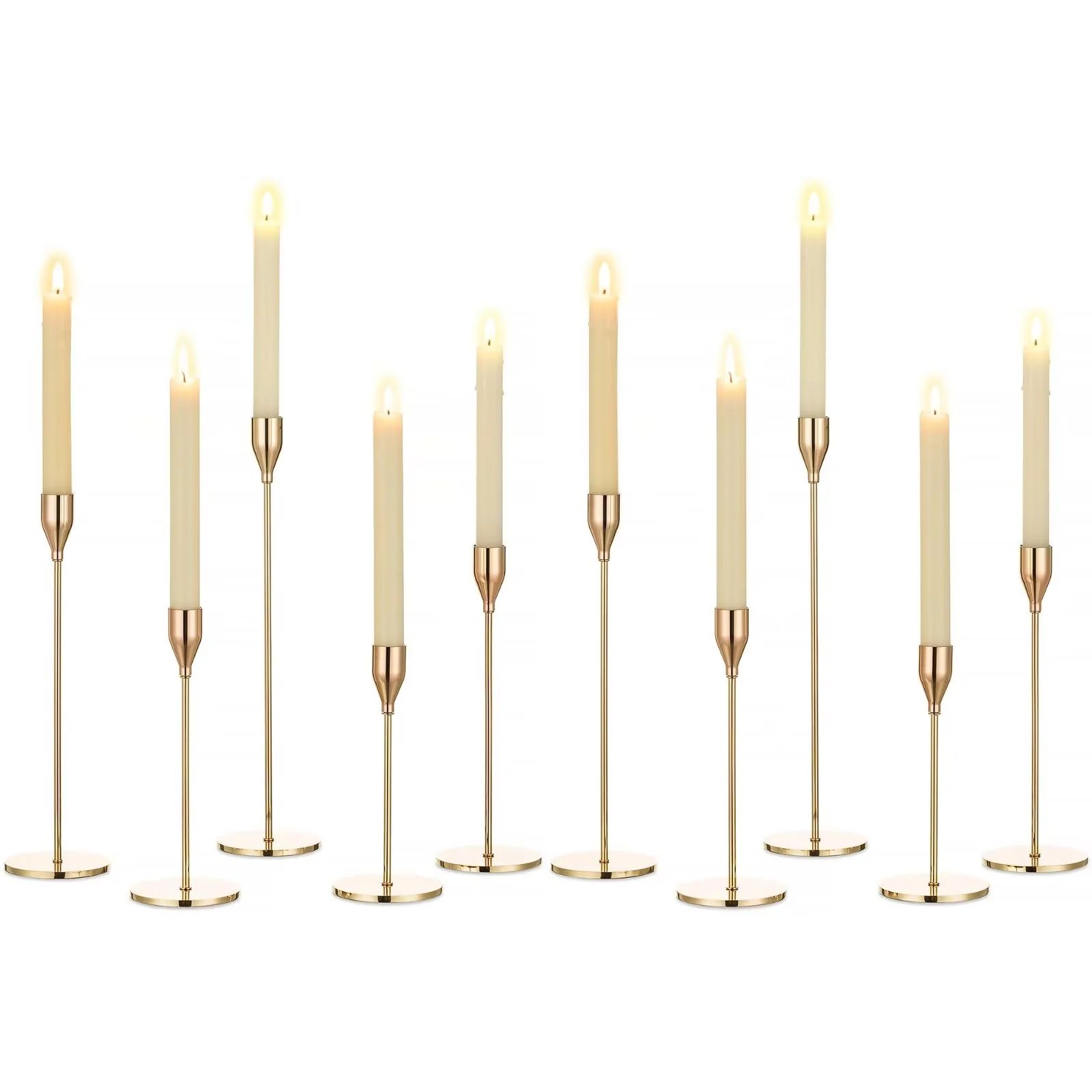 Gold Candlestick Holders Set of 10  Taper Candle Holder in Bulk for Wedding Table Centerpiece Dec... | Walmart (US)