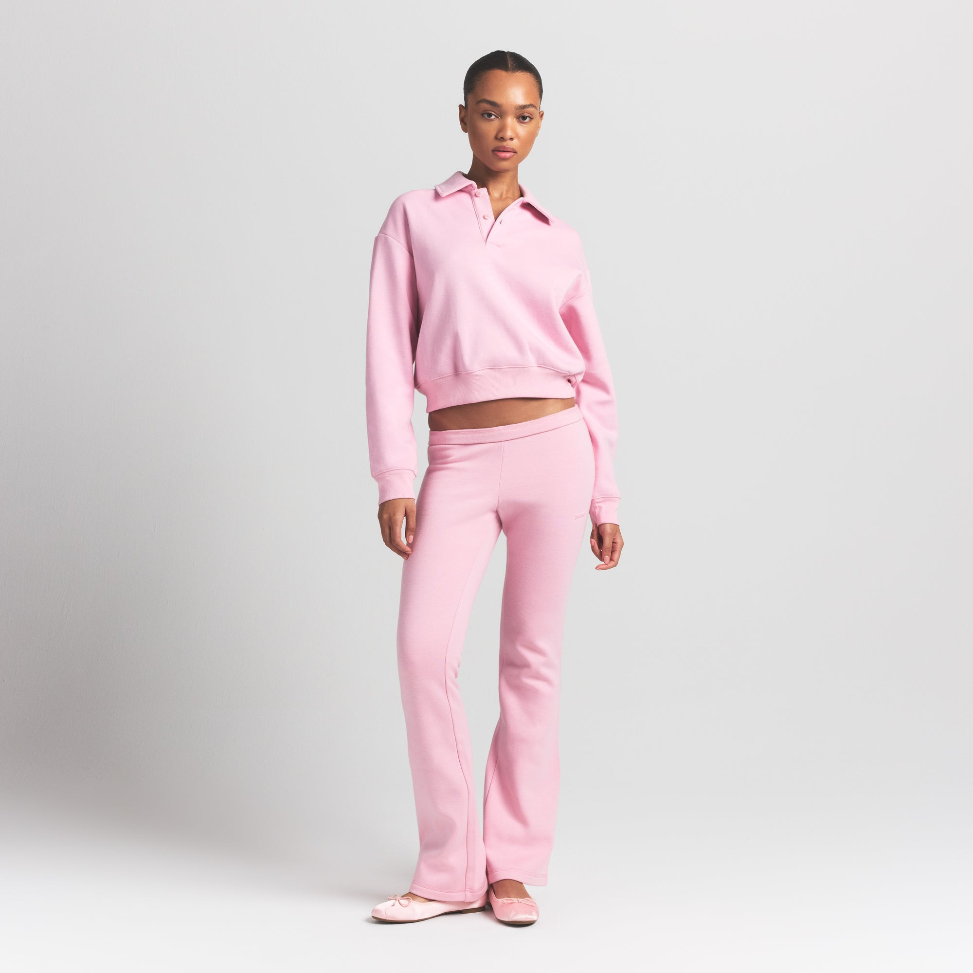 SKIMS Polo Sweatshirt | Pink | Small | Cotton Fleece | SKIMS (US)