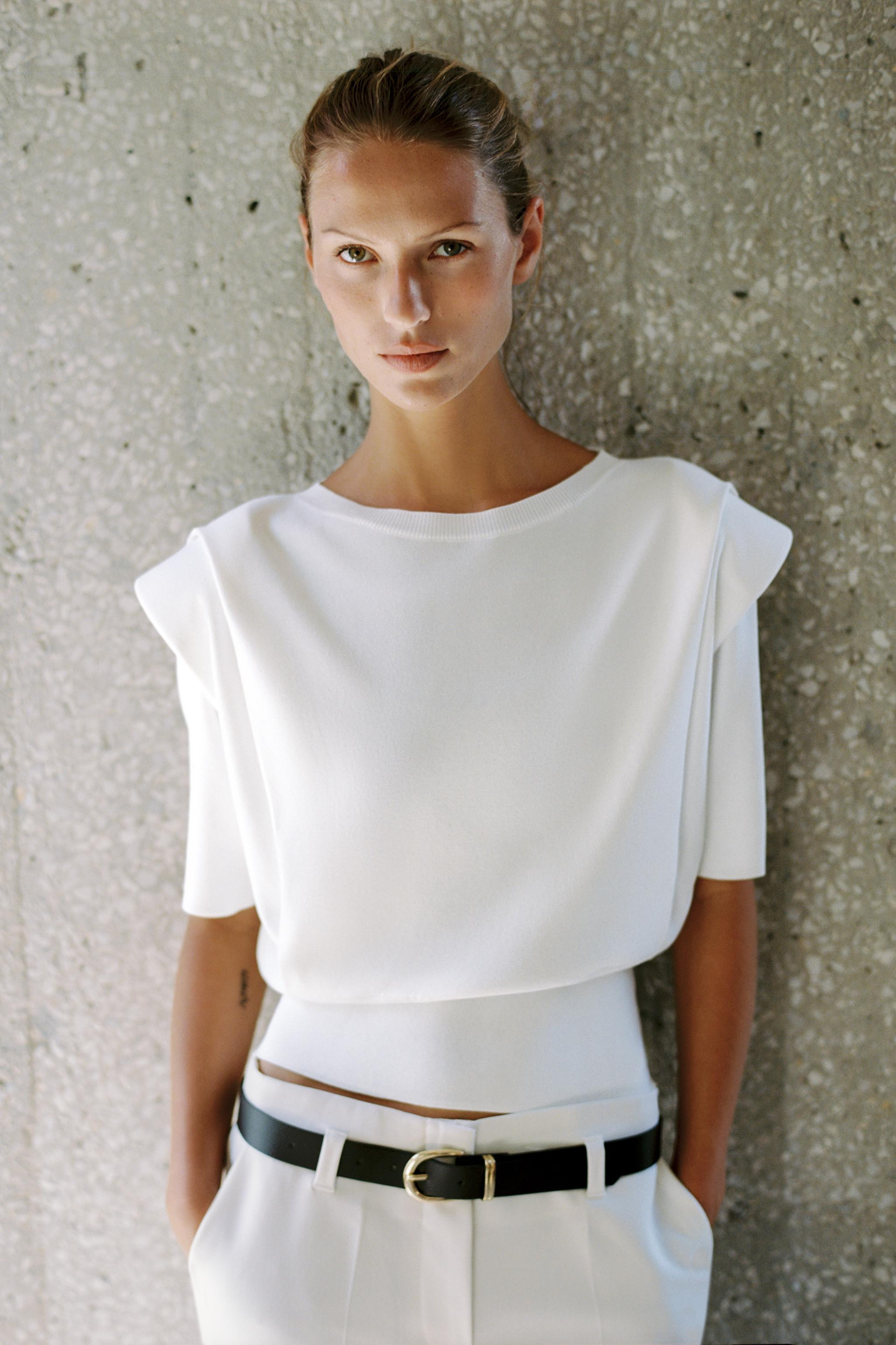 Padded Shoulder Knit Top | Zara US