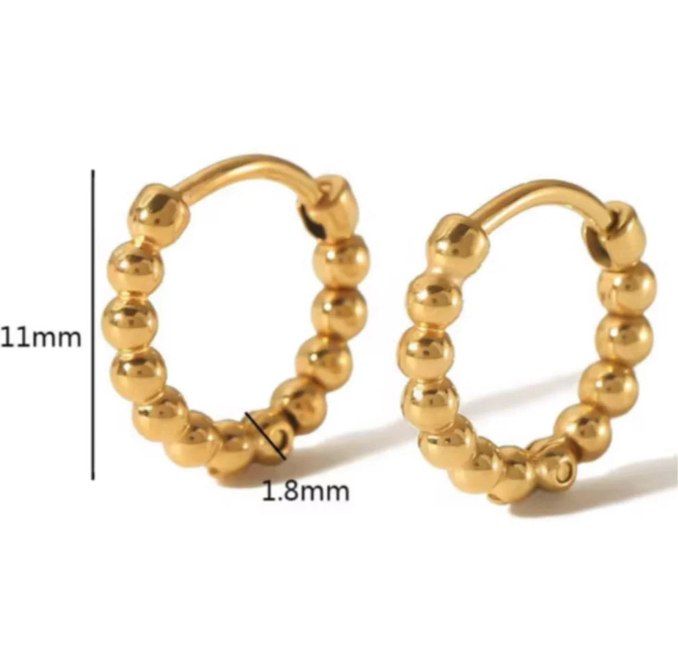 Stainless Beaded Huggies | Pierced by Ash Design