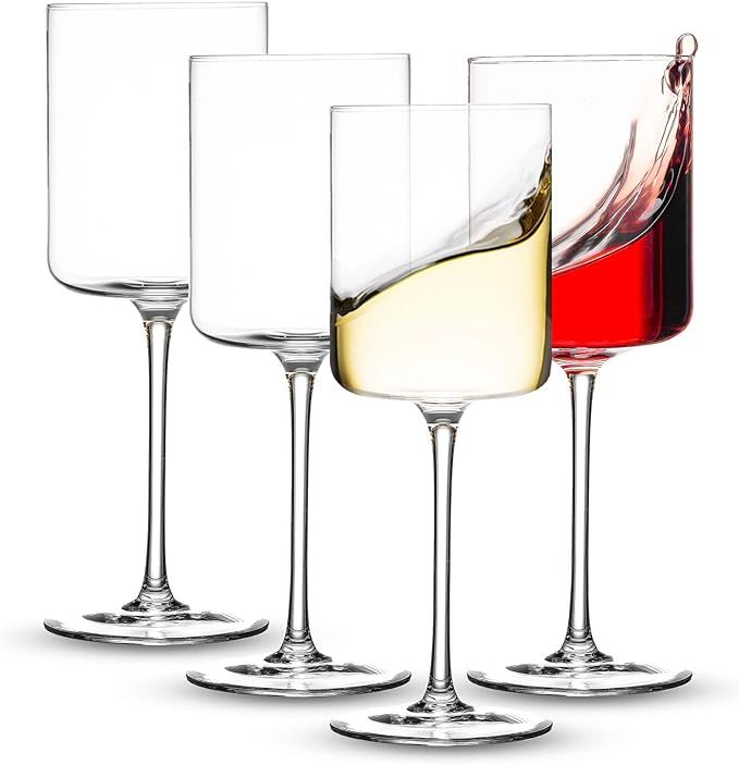 JBHO Square Wine Glasses Set of 4 - Crystal Wine Glasses 16oz in Gift Packaging - Large Red Wine ... | Amazon (US)
