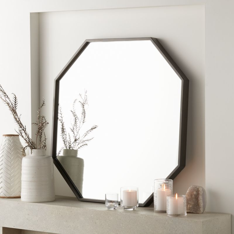 Octagon Wall Mirror Grey + Reviews | Crate and Barrel | Crate & Barrel