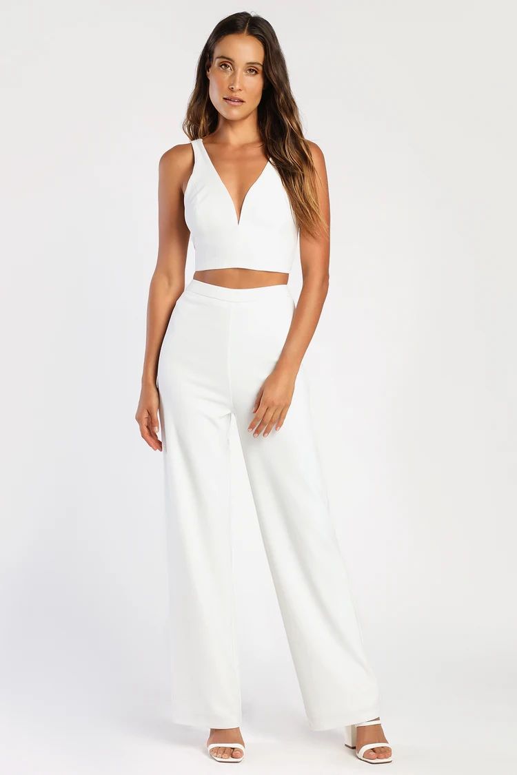 Perfect Pick White Two-Piece Wide-Leg Jumpsuit | Lulus (US)