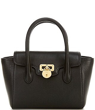 Lauren Ralph Lauren Tanner Small Pebbled Leather Padlock Satchel Bag - Black | Dillard's