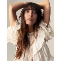 Per Una Women's Pure Cotton Round Neck Ruffle Blouse - 14 - Soft White, Soft White | Marks & Spencer (UK)