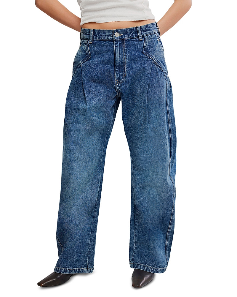 Free People Golden Hour Low Rise Bowed Jeans in Deacon Blue | Bloomingdale's (US)