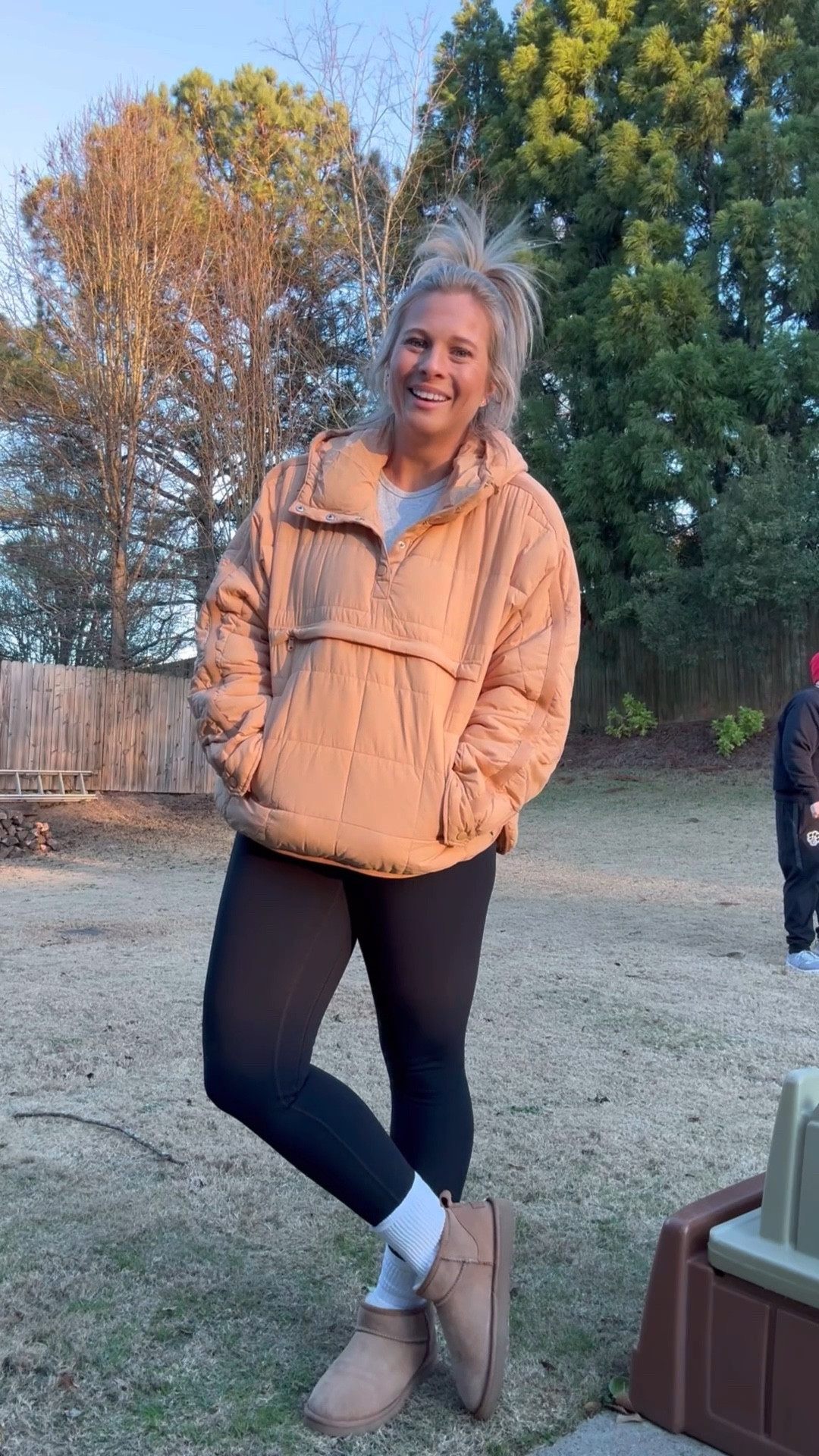I truly LOVE this pullover! I’m wearing a M. 

Leggings: M
Socks: Hanes
Shoes: UGGS

#LTKootd #LTKGiftGuide #LTKmomlife