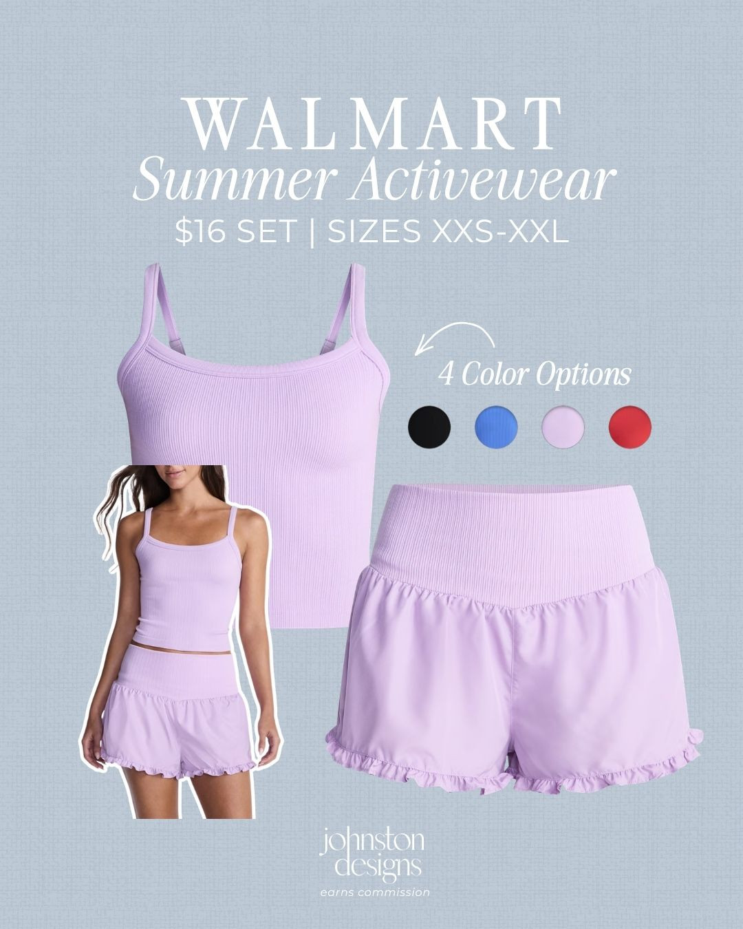 Walmart summer activewear set for only $16. Comfy, cute and perfect for walks, errands, workouts or lounging. Comes in 4 color options and sizes XXS-XXL.

Walmart activewear, summer activewear, activewear set, workout set, lounge set, walmart fashion, affordable activewear, matching set, pink workout set, athletic outfit, casual summer outfit, walmart finds, budget fashion 

 #LTKootd #LTKfitnessgoals #LTKActive