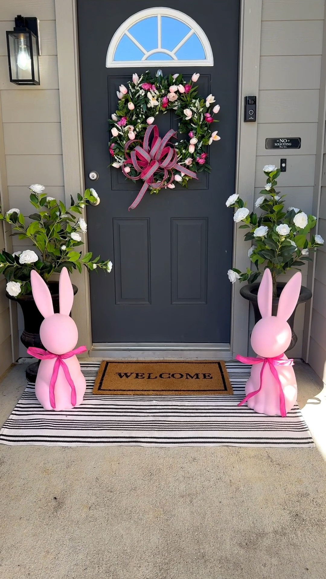 Front porch decor, Easter decor,  Easter bunnies, spring decor 