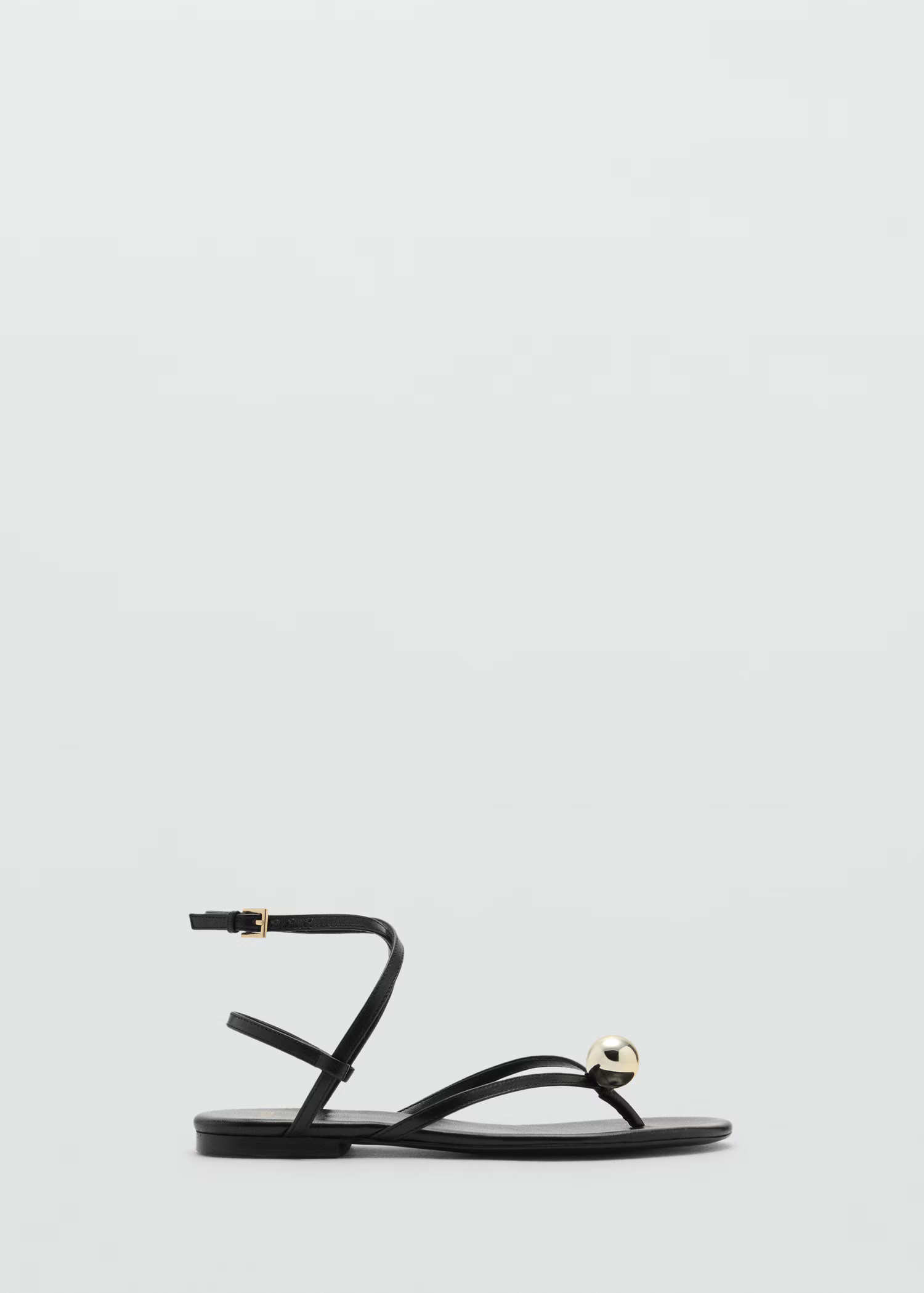 Leather strap sandals with metallic detail - Women | MANGO USA | Mango (US/MX/AU)