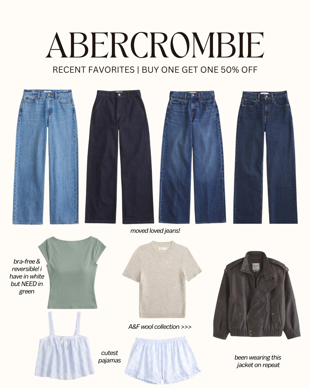 [2/19/26] abercrombie buy one get one 50% off! these are all my recent favorites and most loved pieces. i love abercrombie denim so much and they have the BEST wool collection! 

 #LTKootd #LTKSeasonal #LTKSaleAlert