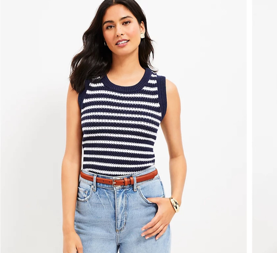 striped sweater shell