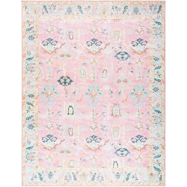 My Texas House Eloise Traditional Floral Indoor Washable 9' x 12' Area Rug | Walmart (US)