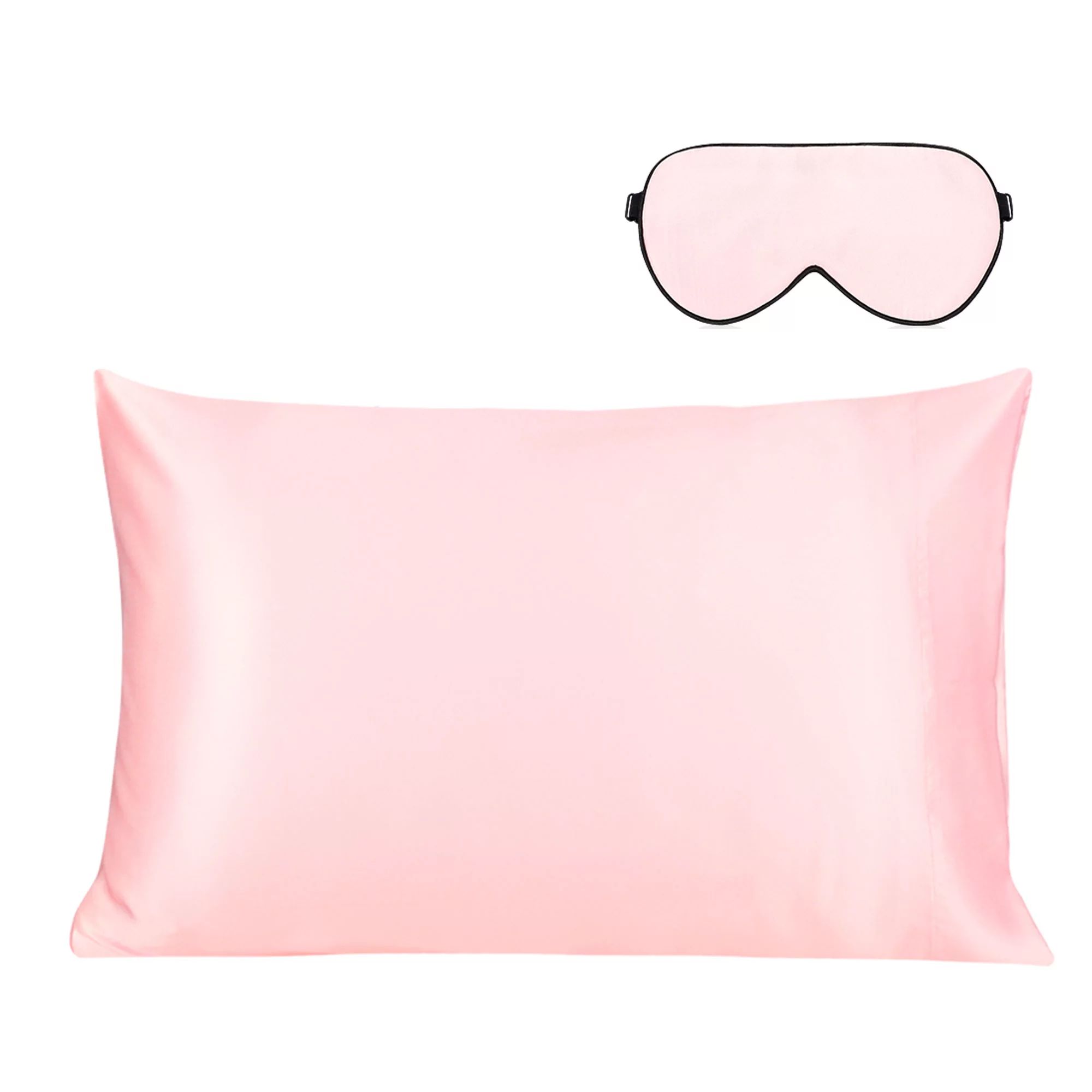 Unique Bargains 1 Pack 19 Momme Silk Pillowcase Eye Cover Set Pink Queen | Walmart (US)