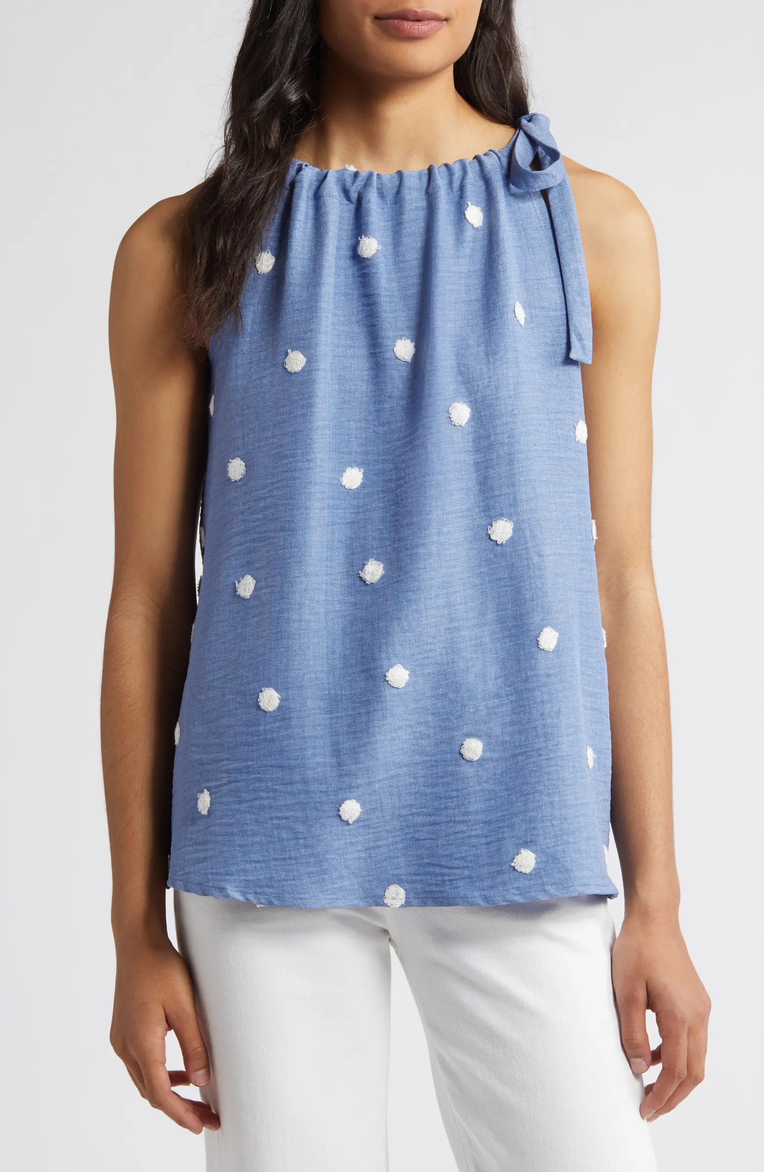 Loveappella Tie Shoulder Sleeveless Top | Nordstrom | Nordstrom