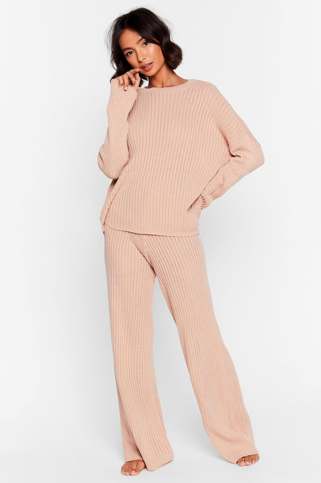 High-Waisted Sweater And Ribbed Pants Lounge Set | NastyGal (US & CA)