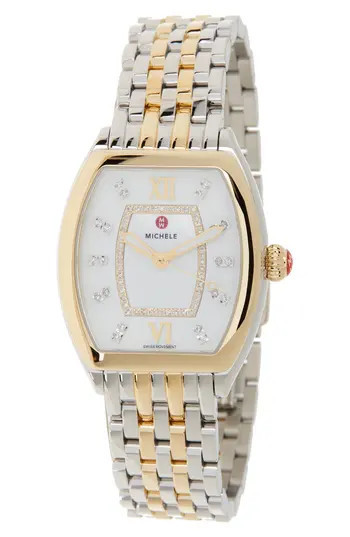 MICHELE Women's Releve Diamond Two-Tone Bracelet Watch, 31mm x 40mm - 0.19 ctw at Nordstrom Rack | Nordstrom Rack