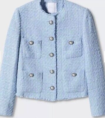 NEW Women’s Mango Wintour Tweed Jacket , Pastel Blue This season  SIZE Small  S | eBay UK