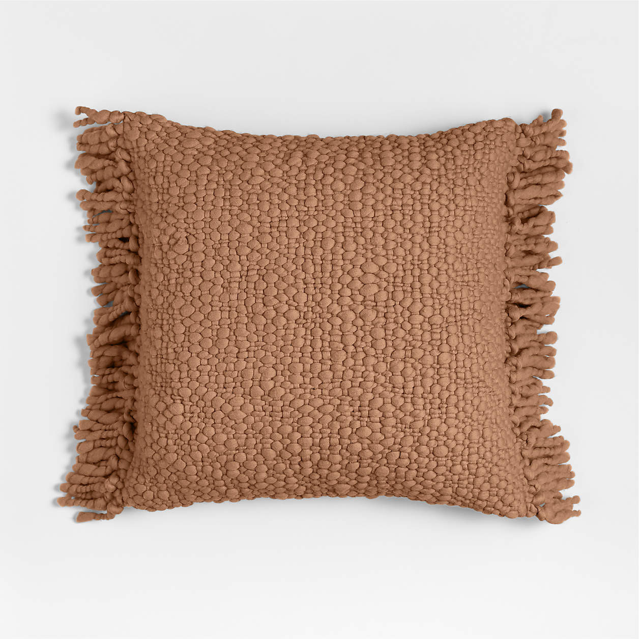 Chunky Woven Wool Fringe 23"x23" Sierra Tan Throw Pillow Cover + Reviews | Crate & Barrel | Crate & Barrel