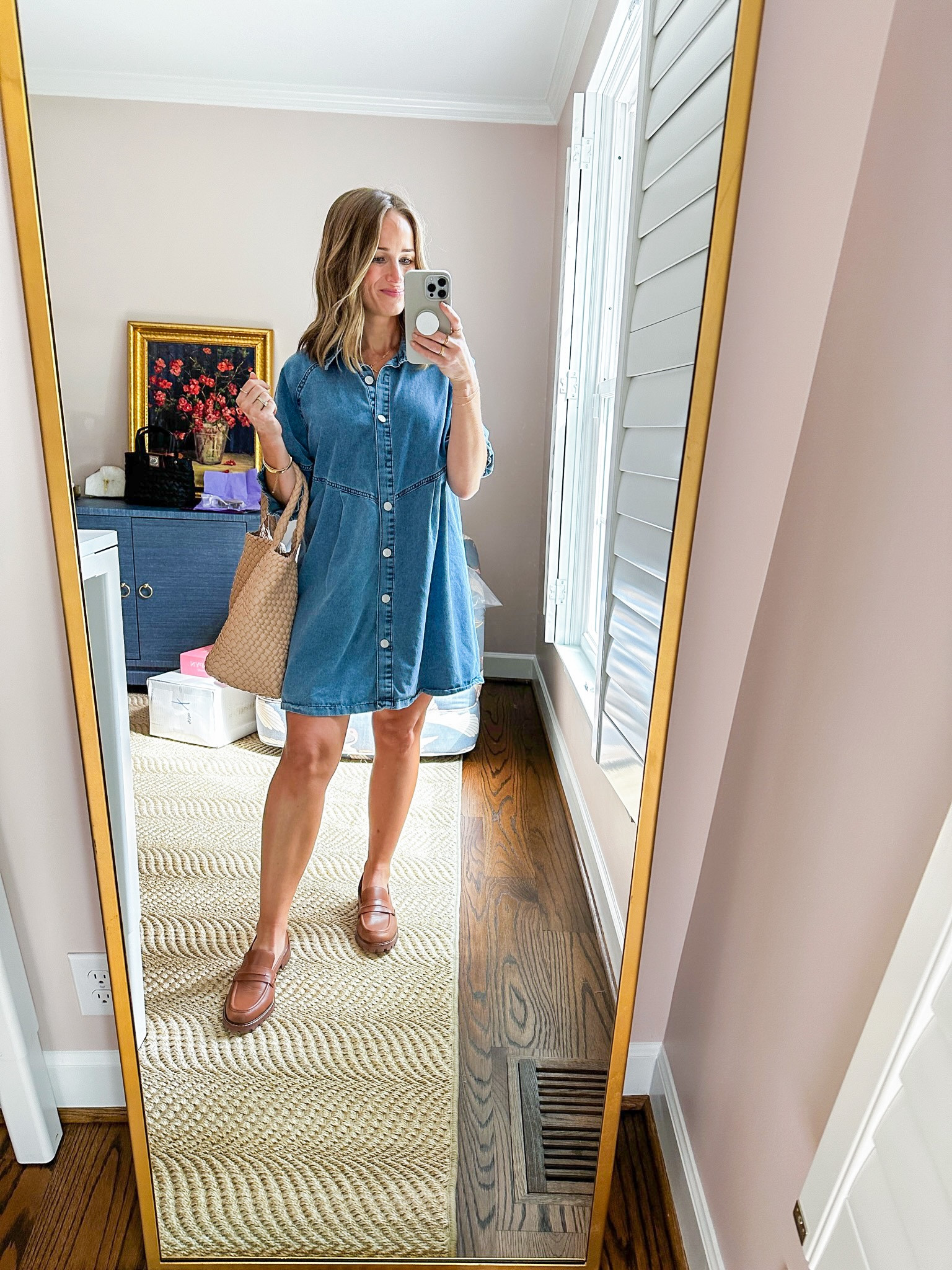 This Amazon denim dress is SO stinking cute and perfect for the summer to fall transition. I have an XS and it even fits my growing bump! Shoes are lugsole loafers by Madwell and they are TTS.

#LTKSeasonal#LTKunder100#LTKstyletip