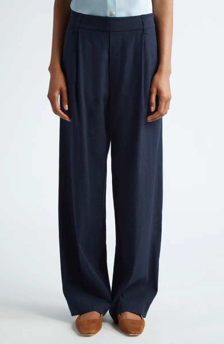 Straight Leg Linen Blend Pull-On Pants | Nordstrom